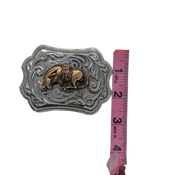 Vintage bronco cowboy horse riding Bull Belt Buckle rodeo Cowboy 3” buckle - Picture 3 of 11
